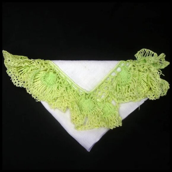 40s Vintage Linen Handkerchief Tatted Linen Hankie with Seashell Tatting Hanky - Picture 10 of 14